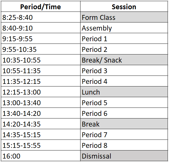 timetable ok